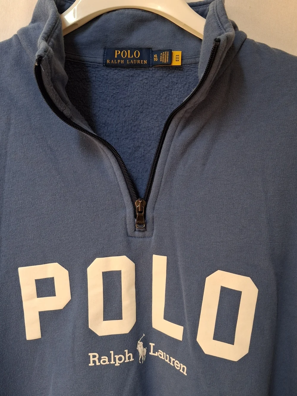Polo by Ralph Lauren Light Blue Half-Zip Pullover with White Logo XLTG